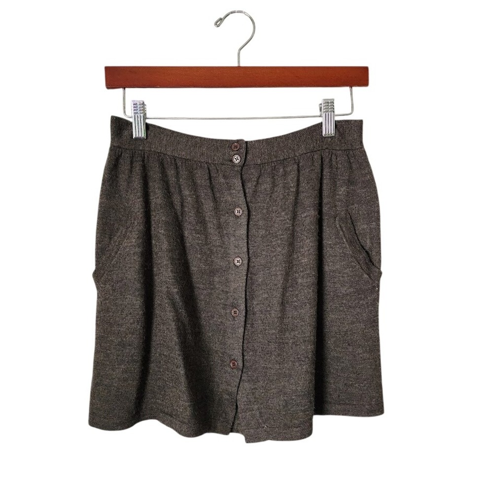 LE MONT ST. MICHEL Alpaca Merino wool blend mini skirt button skirt size S